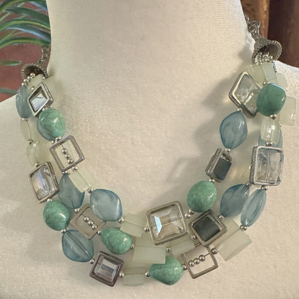 Cookie Lee Necklace with Multi-Chain Beads and Crystals
